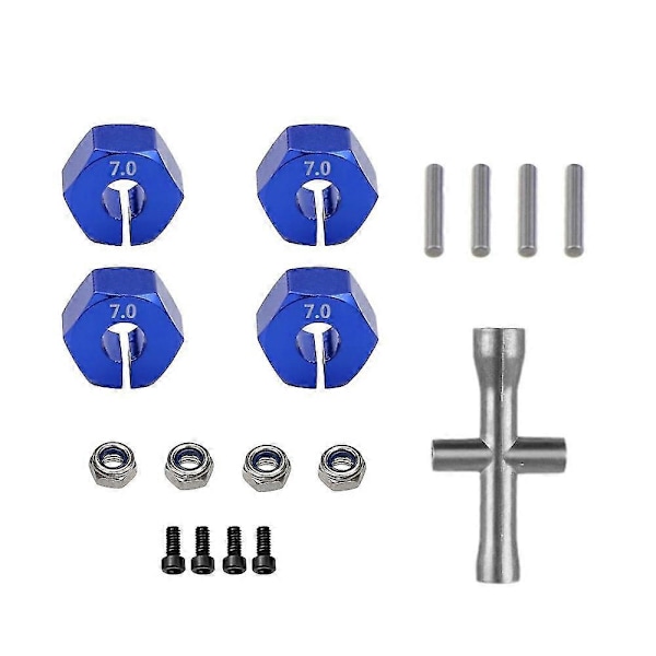 Metallinen 12mm kuusiokolo pyörän navan adapteri M4 laippalukkomutteri ristiavaimella Traxxas 1/10 Slash 4x4 VXL 2WD Rustler RC-autoon