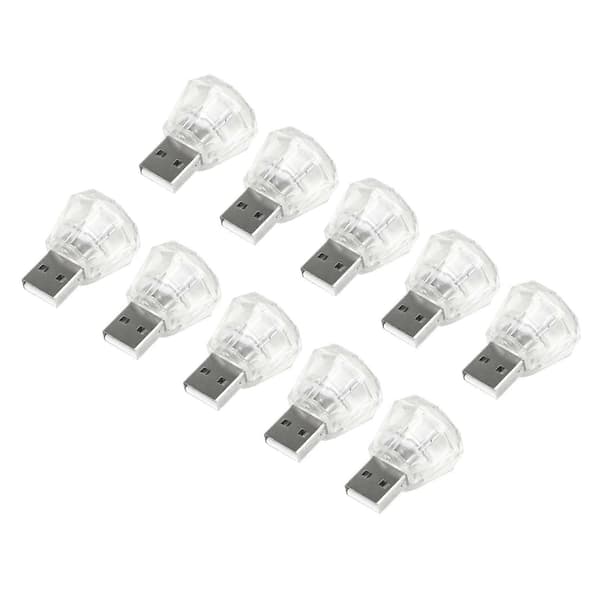 10 stk. Mini USB LED-lys Justerbar Lysstyrke Bærbare Interiørlys LED Atmosfære Lampe Biltilbehør 5V