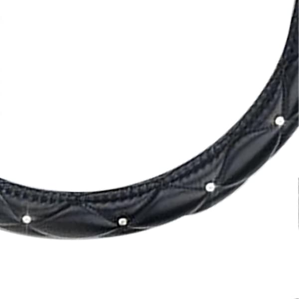 Rattmuff för Kvinnor Söt Universal Antislip Pu Läder Strass Bil Rattmuff Svart