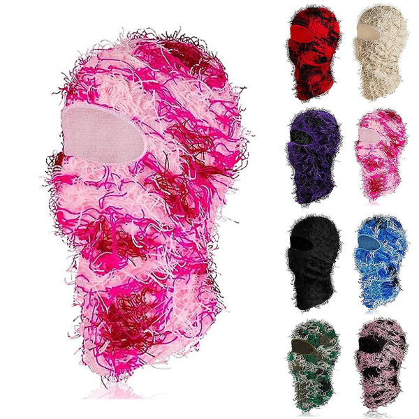 Herr Dam Sliten Balaclava Mössa Cool Skidmask Full Face Stickad Balaclava Vinter Varm Vindtät Mössa För Kallt Väder Pink 2