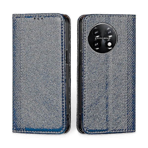 Grid Texture PU-deksel for OnePlus 11 Blue