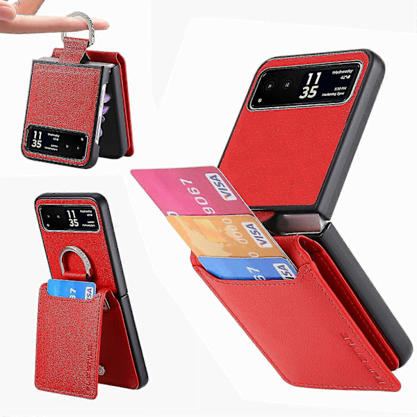 Litchi Tekstur Lær Telefondeksel For Motorola Razr 40 Red