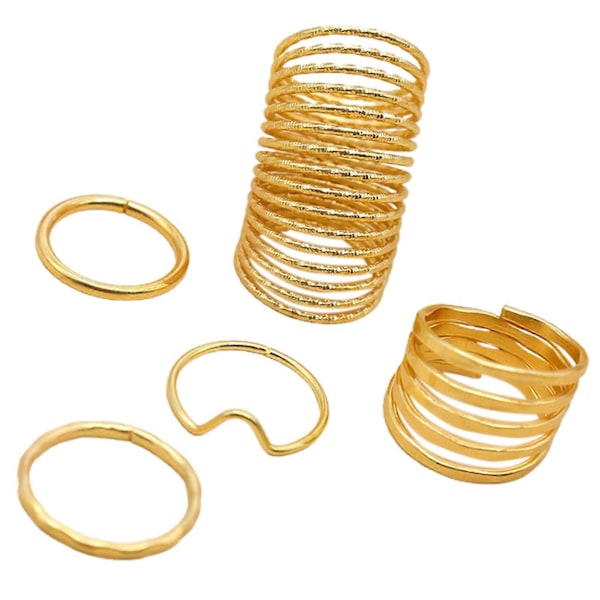 5 stk. Kvinner Knokkelringer Multi Sirkler Enkle Justerbare Elastiske Fingerringer Smykketilbehør