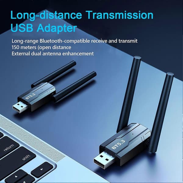 Receiver Transmitter Højtydende Hurtigere Transmission Længere Rækkevidde USB Bluetooth-kompatibel 5.3 Adapter
