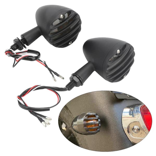 2 stk. LED Blinklys Indikator Lysende Gul Lysfarve Vandtæt Passer til Honda Retro Motorcykel Sort