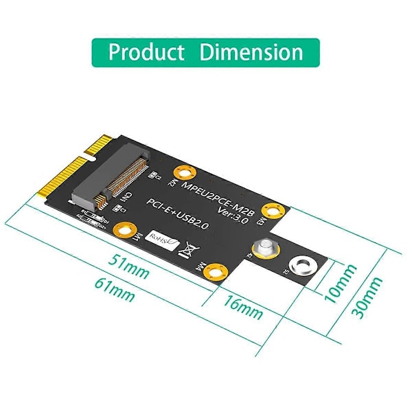 Mini M.2 Key B till PCI-E Adapter med Dubbla NANO SIM-kortplatser för 3G/4G/5G-modul