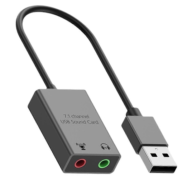 7.1 Kanal Lydkort Ekstern 3.5mm USB Adapter USB til Mikrofon Høyttaler Lydgrensesnitt for Bærbar Datamaskin