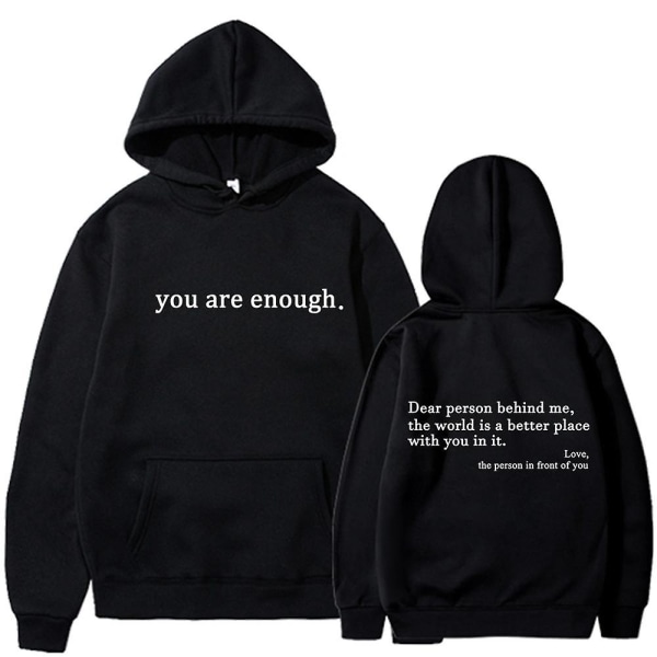 Hoodie med Känguruficka 'Dear Person Behind Me' - Vintage Estetisk Hoodie med Text på Ryggen Unisex Trendiga Hoodies 2 XXXL