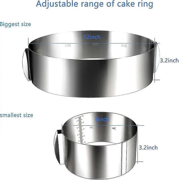 Justerbar Kakering Rustfritt Stål Mousse Rund Form 6 Til 12 Tommer Kakeform