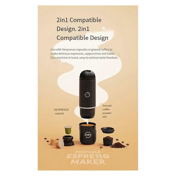 Ny Mini Kapsel Kaffepulver Dubbel-Syfte Portabel Elektrisk Halvautomatisk Bil Handhållen Uppvärmd Espressomaskin, Röd