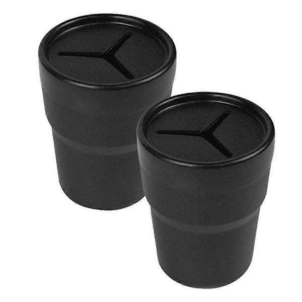 2 stk. PVC Sort Bil Mini Pen Holder Boks Møntbokse Montering Skraldespand Auto Holdere Kop Montering