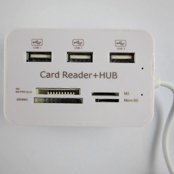 USB 2.0 Hub 3 Portar med USB-Kortläsare Hub 2.0 480Mbps Combo för MS/M2/SD/MMC/TF för PC Laptop