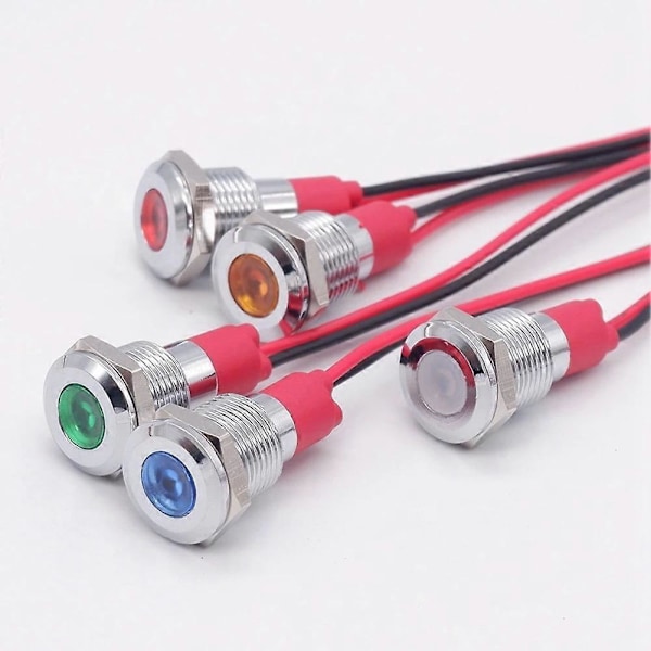 20 stk. 6 mm metal LED-advarselsindikatorlys Signallampe Pilot Onboard Display-lys med ledning 3V blå