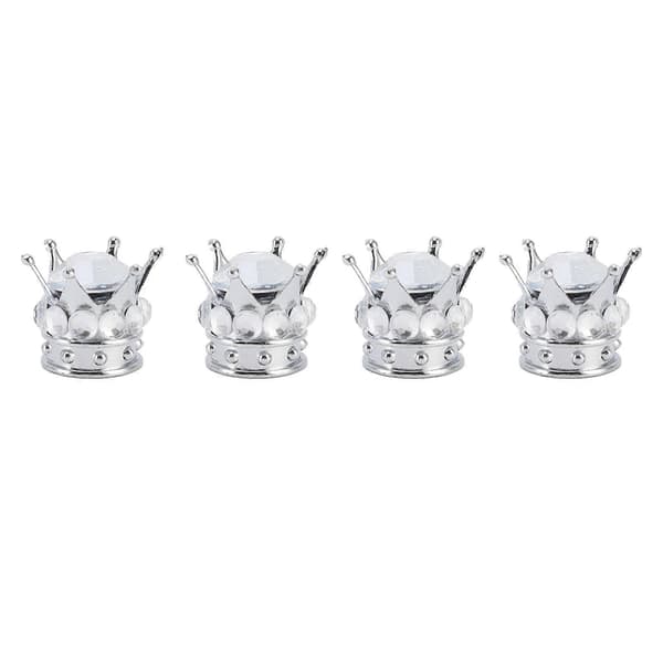 4 Stykker Dekk Hjul Ventilhette Kron Diamant Stil Universell for Biler Lastebiler Sykler Hvit