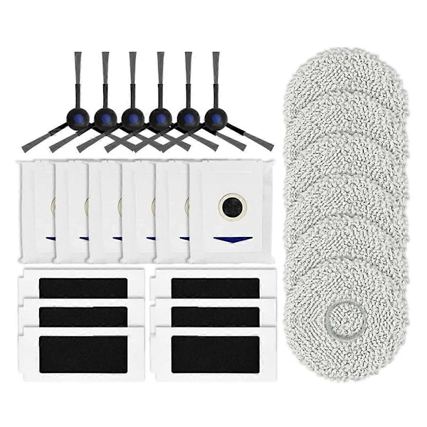 T30 Pro Omni -robottipölynimurin varaosat ja tarvikkeet: sivuharjat, HEPA-suodattimet, moppityynyt, pölypussit, 24 kpl