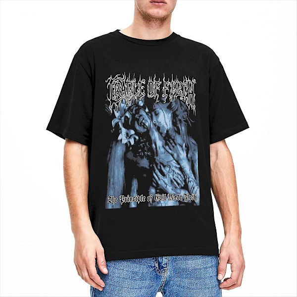 Cradle Of Filth Extreme Metal Band T-shirts The Principle Of Evil Made Flesh Tillbehör T-shirt Rundhals T-shirts Bomull Coral Red XXL