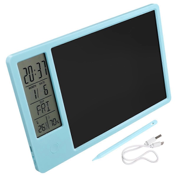 Multifunktionell elektronisk skrivbordskalender LCD skrivplatta med väckarklocka, luftfuktighet, temperatur, LCD meddelandetavla, A