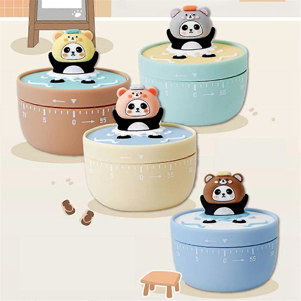 60 Min. Mekanisk Kökstimer Panda Badrum Manuell Timer Matlagning Bakning Timer Barn Brun
