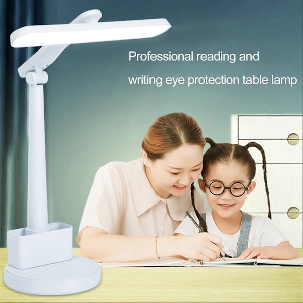 Bordslampa Vikbar Flimmerfri Färgtemperatur Justerbar Dimbar Hög Ljusstyrka Touchkontroll LED Läslampa med Pennhållare Kontorsmaterial