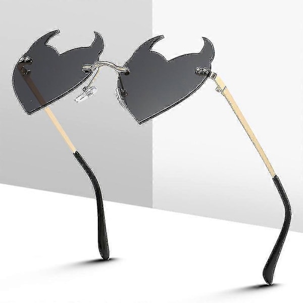 Dame Solbriller Mote Rammeløse Solbriller Djeveløre Hjerteform Solbriller Retro Uv400 Gradienter Nyanser Luksus Dame Briller yellow