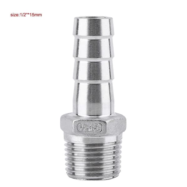 SS304 Rørkobling med utvendig gjenge, slangekobling BSP (1/2\"x15mm)