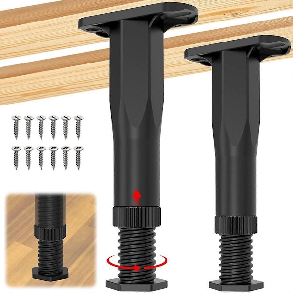 4 st Justerbara Sängram Stödben (21 cm-36,8 cm), Mittstöd för Sängram, Kraftigt Stödben för Ram/Soffa/Stol/Bord