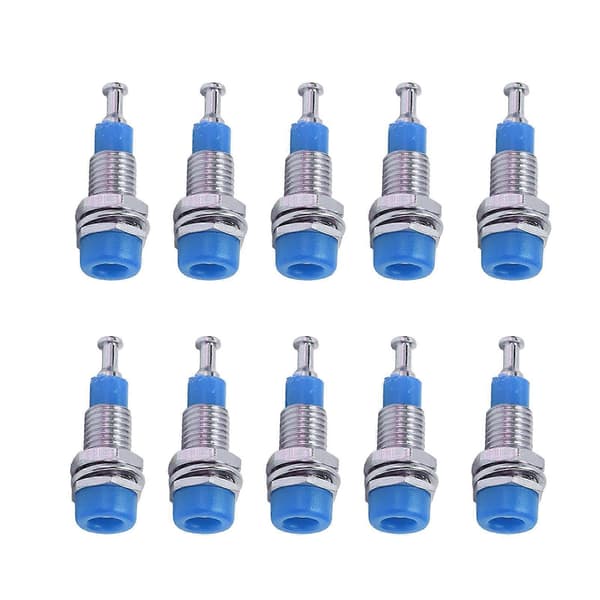 J.40006 10 stk/sett 2mm Nikkelbelagt Banan Hunn Jack Socket Panelmontering Bindepost Blå