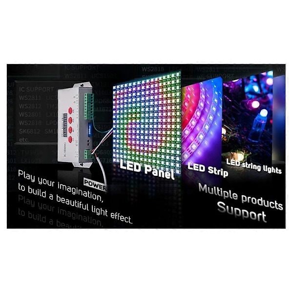 K1000C SD Kort Controller RGB Controller WS2801 WS2811 WS2812B LPD6803 LED 2048 Pixels Program Controller DC5-24V