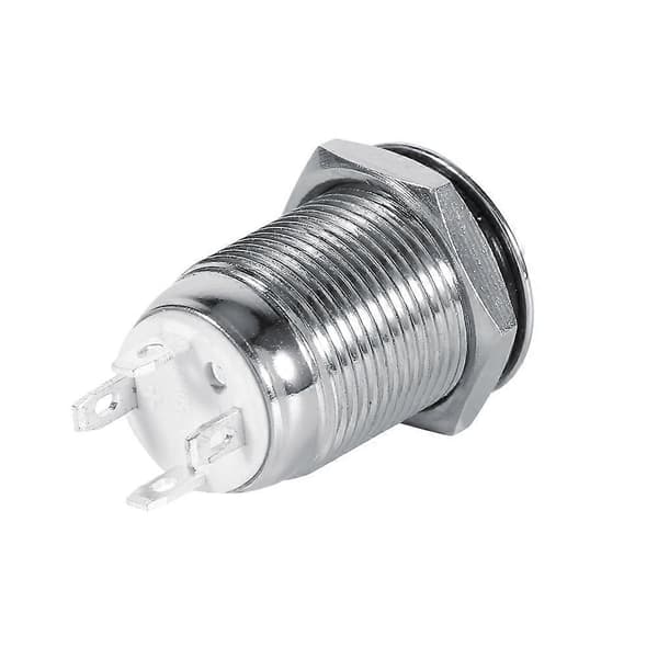 12mm Ström Tryckknapp Vattentät Metall Momentan Typ Vit LED 3V
