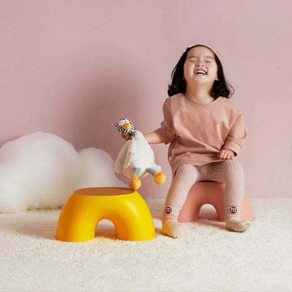Creative Home Skridsikker Børne Cirkulær Regnbue Bænk Stærk Praktisk Fodskammel Yellow