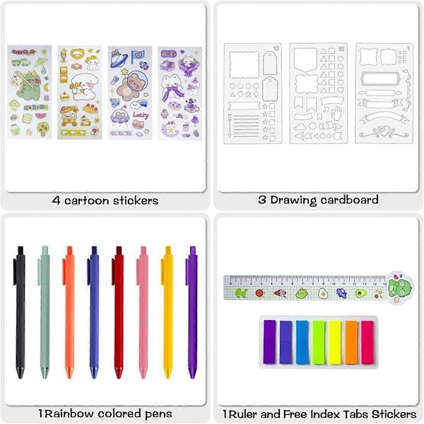 Anteckningsbokset med hårt omslag, Planerare Dagliga Förnödenheter + Kalender, Kontakter Element för Tonårsflickor, 120GSM, 160 Sidor F