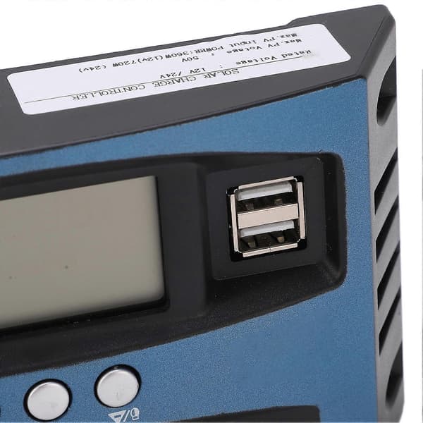 Solarladdningsregulator 12V 24V Intelligent Identifiering MPPT Laddning LCD-Display Solpanel Laddningsregulator 30A (10A Urladdning)