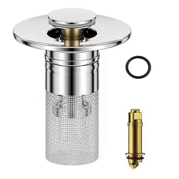 Universal -Up Avløpsstopper med en Diameter på 2.8-3.3cm Avtakbart Filter i Rustfritt Stål