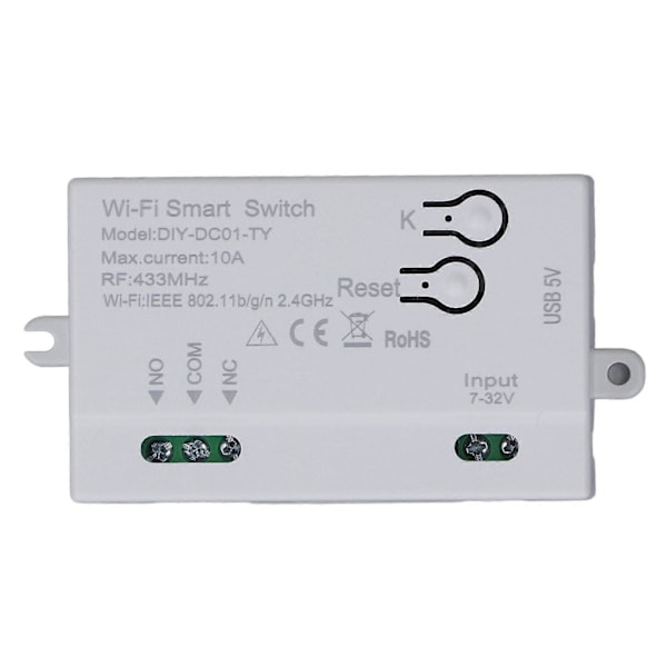 WiFi Relekytkin 1CH Ääniohjaus APP Kaukosäädin Langaton Kytkinmoduuli Lampulle Tuulettimen Pistorasialle 7?32V USB 5V