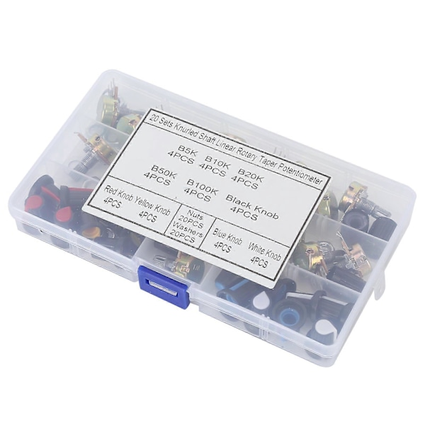 80 stk. Potentiometer B5K B10K B20K B50K B100K Lineær Taper Sæt Kit med Knap til Lydkontrol