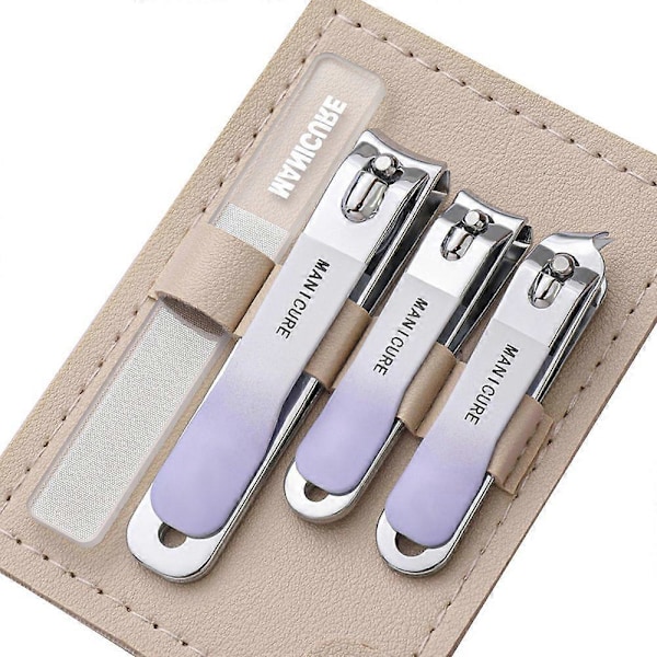 4 i 1 Nagelklippare Set Professionell Manikyr Set Portabla Resetillbehör Rosa Lila Grön Nagelsax Klippare Kit för Familj Vänner