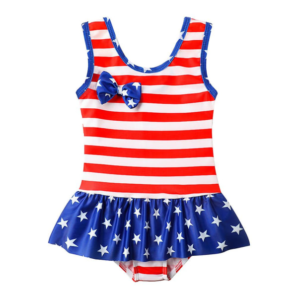 American Flag Baby Girl One Piece Baddräkt Volangspets 5T