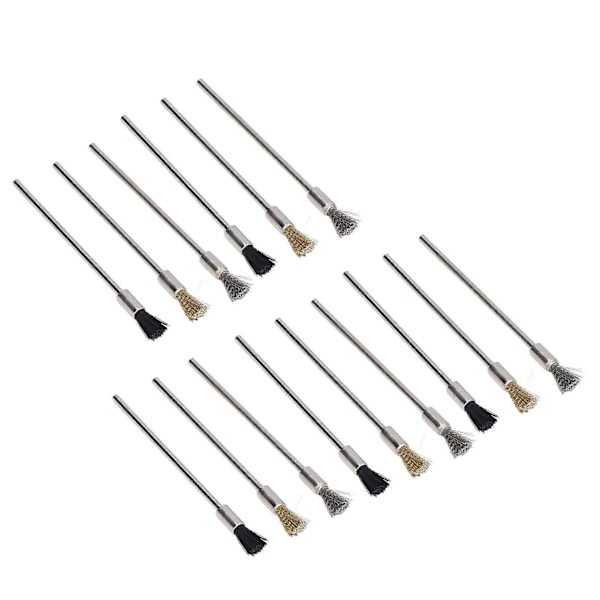 15 stk./sett stålbørster i nylon og messing for polering av trådbørster for fjerning av grader og støv, 100 mm