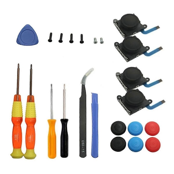 23-delars Set 3D Analog Joystick Switch Lite Joycon Controller Joystick+Skruvmejsel+Joystick-kåpa Reparations-tillbehör