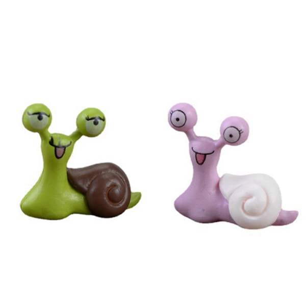 2 stk./sæt Snegle Feindretning Ornamentale Flerfarvede Sjove Udtryk Hjem Bonsai Snegle Ornamenter til Sukkulenter Qinhai