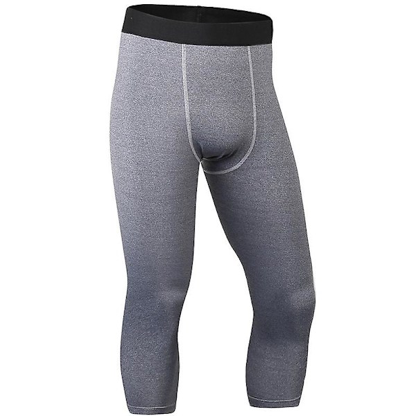 Träningsleggings för män Kompression Baslager Löpartights 3/4 Tränings Fitness Byxor Gray L