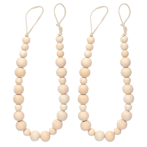 2 st/set Träpärlgardinband Boho Elegant Rustik Bondgård Vardagsrum Sovrum Dekor Gardinhållare Hållare Hemtillbehör