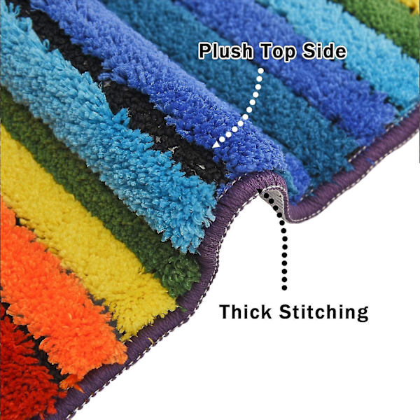 Tflycq Regnbågsfärgad Badrumsmatta 48 x 69 cm Aqua Mjuk Mikrofiber Plysch Vattenabsorberande Tjock Badrumsmatta Maskintvättbar Halkfri Dörrmatta Rec