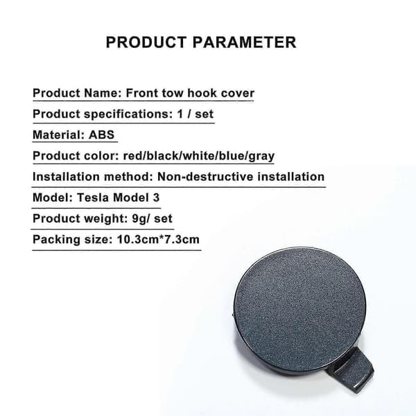 Front Tow Hook Cover til Tesla Model 3, Sort Erstatningskofangerdæksel (1460701-00-b)-hao blue