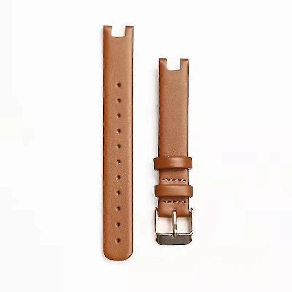 Til Garmin Lily 14MM Ægte Læder Urrem Smart Rustfrit Stål Bælte Brown