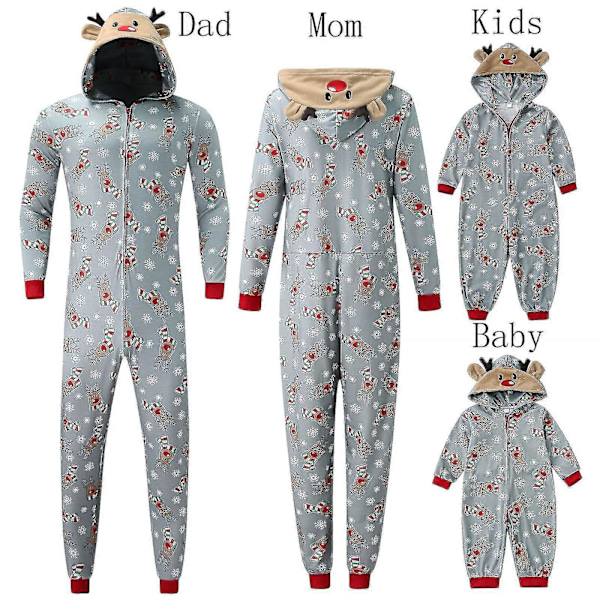 Jul Familj Klädset Vuxen Barn Ren Huvtröja Overall Jumpsuit Familj Pyjamas Sovkläder Tomte Matchande Familjeoutfit Woman XXL