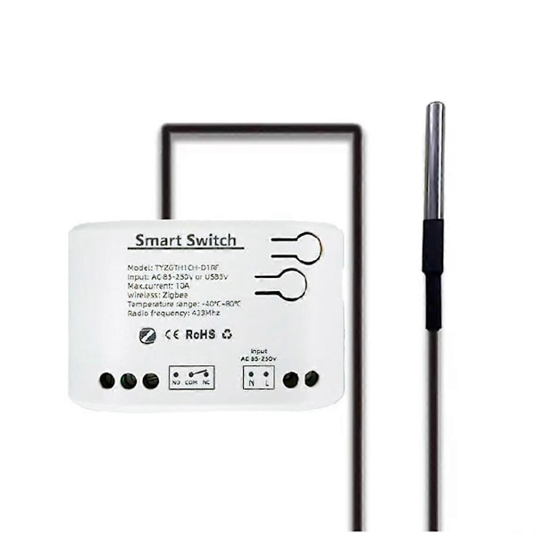 Tuya Smart Zigbee Switch med Temperatursensor Passiv Torr Kontakt Zigbee Relä Fungerar med Home Assistant AC 85-250V