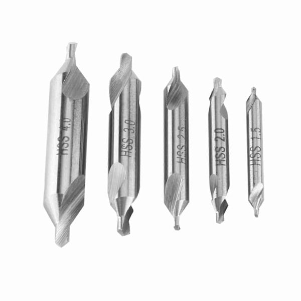 5 stk. HSS Centerbor Sæt 60 Graders Vinkel 1.5/2/2.5/3/4mm