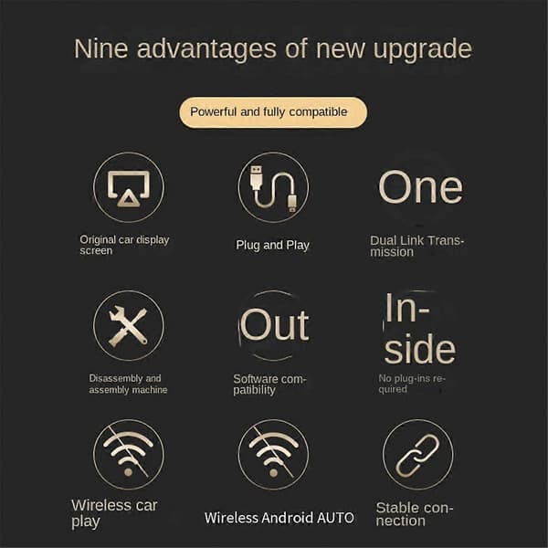 Trådløs Carplay Android Adapter Android Auto Biladapter 2-I-1 Trådløs Adapter Konverter Kablet til Carplay Trådløs Boks