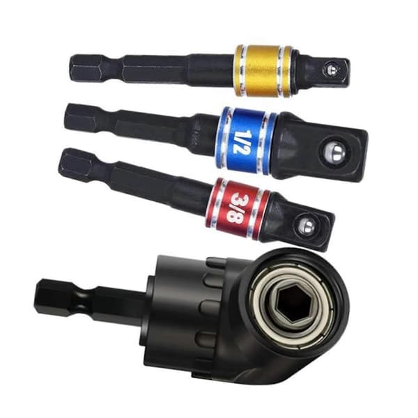 4 stk. Drilladapter 105 Vinklet Bit 1/2in 3/8in 1/4in 360 Socketadaptere for Mutter Skrue